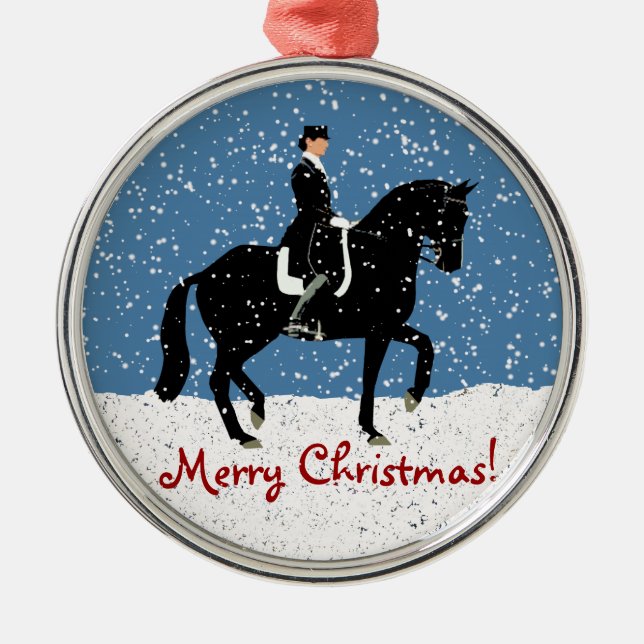 Snowydressage-Pferdeweihnachten Ornament Aus Metall (Vorne)