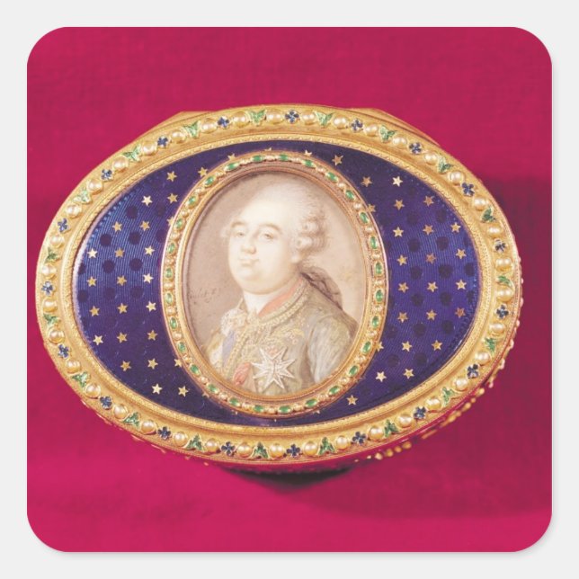 Snuffbox mit Porträtminiatur von Louis Quadratischer Aufkleber (Vorderseite)