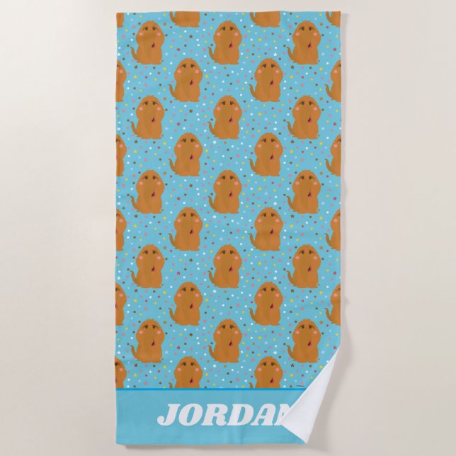 Snuffleupagus Blaue Sterne und Punktmuster Strandtuch (Vorderseite)