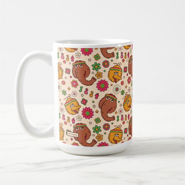Snuffleupagus und Big Bird Groovy Blume Muster Kaffeetasse (Links)