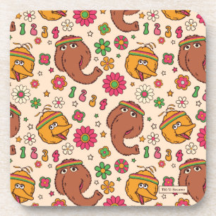 Snuffleupagus und Big Bird Groovy-Blumenmuster Getränkeuntersetzer
