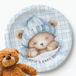 Snuggle Bear Baby Dusche Pappteller<br><div class="desc">Niedliche Schnauze tragen ein neutrales Babyduschdesign mit dem süßesten schlafenden Babybär. Besuchen Sie unseren Shop um unsere Bärenduschkollektion zu sehen!</div>