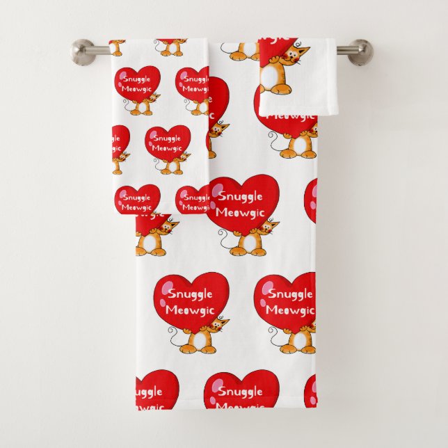 Snuggle Meowgic Funny Cat Pub Art Badhandtuch Set (Insitu)
