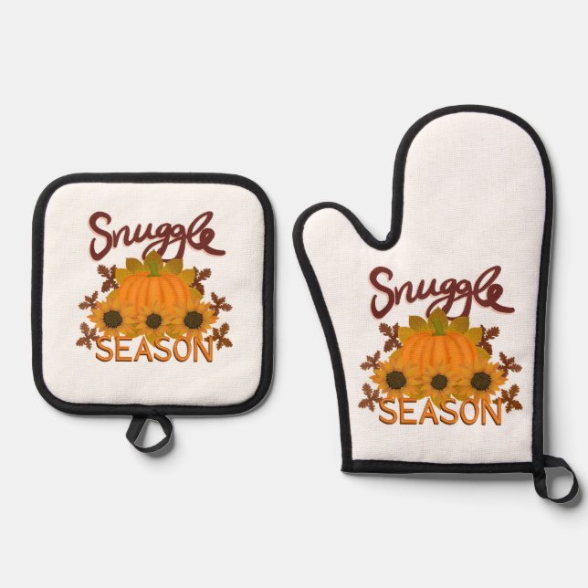 "Snuggle Season" Oven Mitt and Pot Holder Set (Vorderseite)