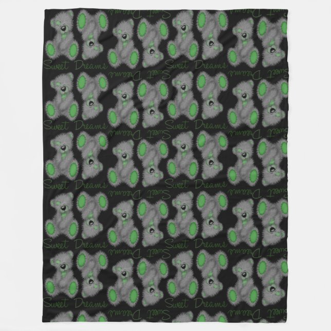 Snuggle Sweet Dreams Teddy-smaragdgrün Fleecedecke (Vorderseite)