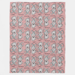 Snuggle Sweet Dreams Teddy Soft Rose Fleecedecke