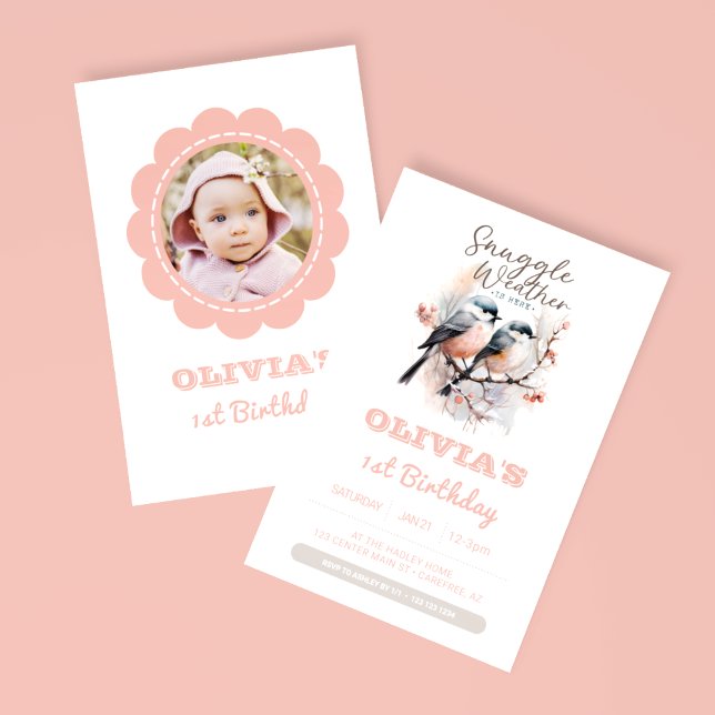 Snuggle Weather Winter Kindergeburtstag Foto Einladung (Von Creator hochgeladen)