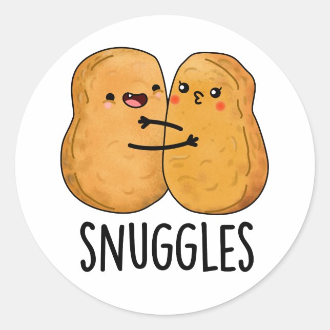 Snuggles Funny Nugget Couple Pun Runder Aufkleber (Vorderseite)