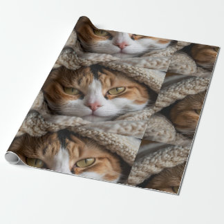 Snuggly Calico Cat und Blanket Geschenkpapier