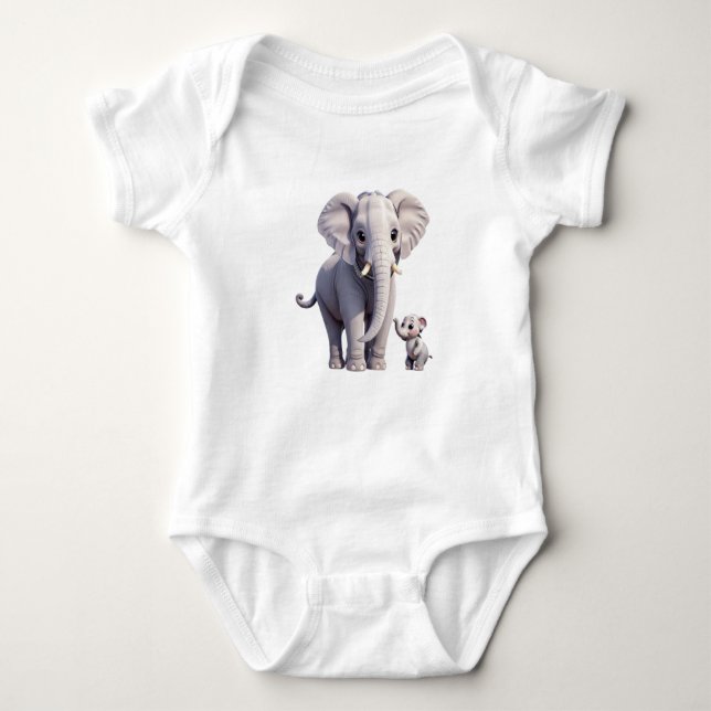 Snuggly Elephants Baby Jersey Bodysuit Baby Strampler (Vorderseite)