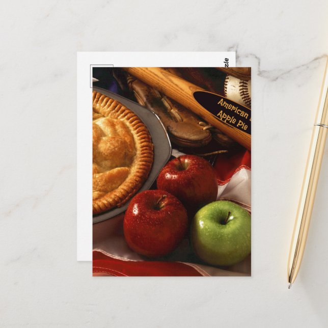 So amerikanisch wie Apfelkuchen Postkarte (Vorderseite/Rückseite Beispiel)