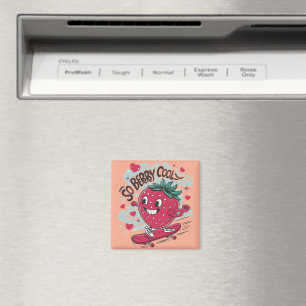 so beeren cool, Erdbeere auf einem Skateboard Magnet