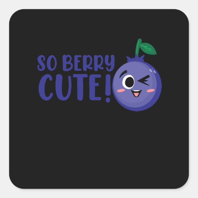 So Berry Cute Blueberries Eater Blueberry Lover Quadratischer Aufkleber (Vorderseite)