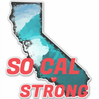 SO CAL STRONG Red Blk CA Kontur Ocean Solid Heart Aufkleber