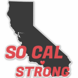 SO CAL STRONG Red Blk CA Solid Heart Aufkleber