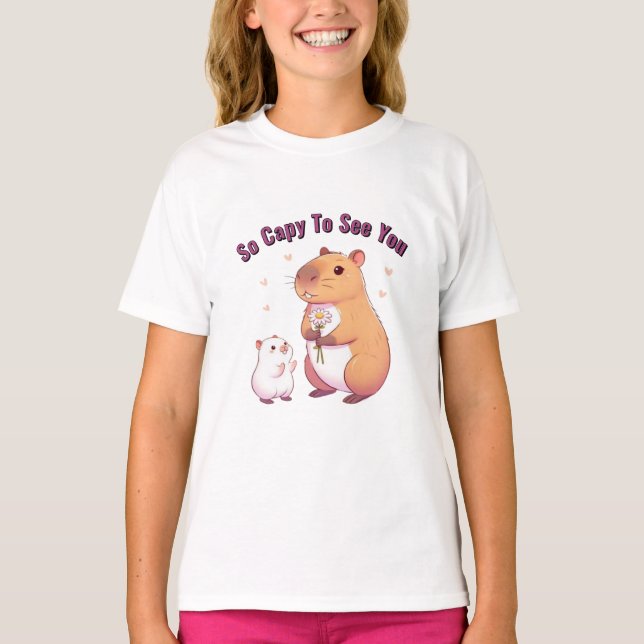 So Capy To See You – Cute Capybara Art  T-Shirt (Vorderseite)