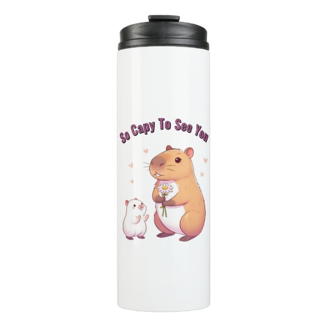 So Capy To See You – Cute Capybara Art  Thermosbecher (Vorderseite)