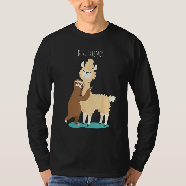 So Cute alpaca with sloth lazy bear T-Shirt (Vorderseite)