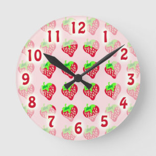 So Cute Strawberry Time Runde Wanduhr