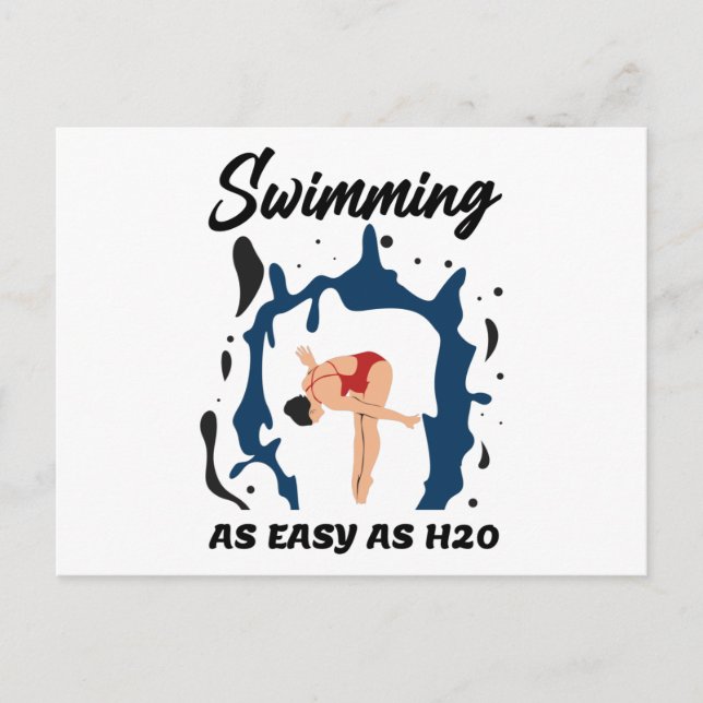 So einfach wie H2O schwimmen - Funny Swim Design Postkarte (Vorderseite)