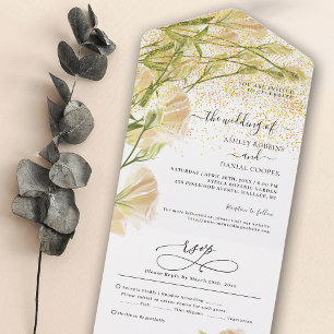 So elegant weiße Blumenhochzeit alles in einer Ein All In One Einladung