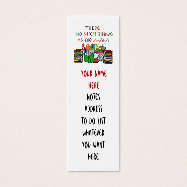 So etwas wie zu viele Bücher Lesezeichen (Vorderseite)