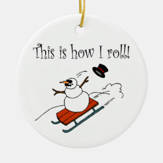 So fahre ich Schneemann Keramik Ornament
