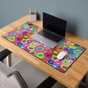 So farbenfrohe Multicolor-Kreise Öl lackiert Stil Schreibtischunterlage