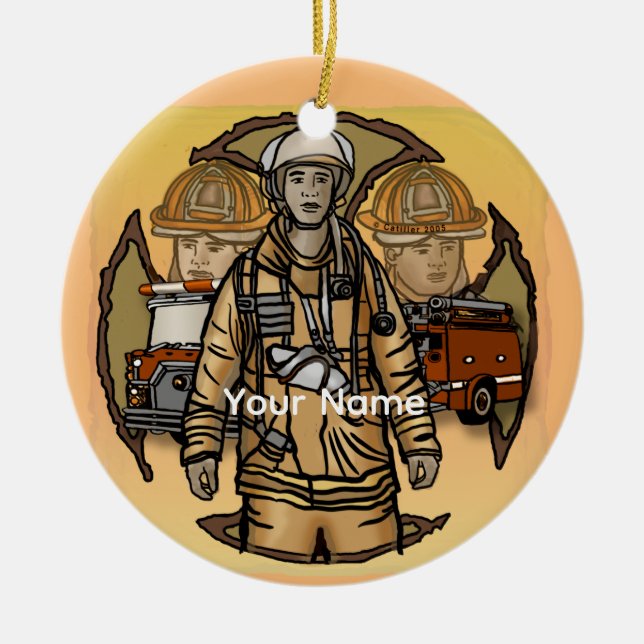 So Fertiges Feuerwehrleute Zierschmuck Keramik Ornament (Vorne)