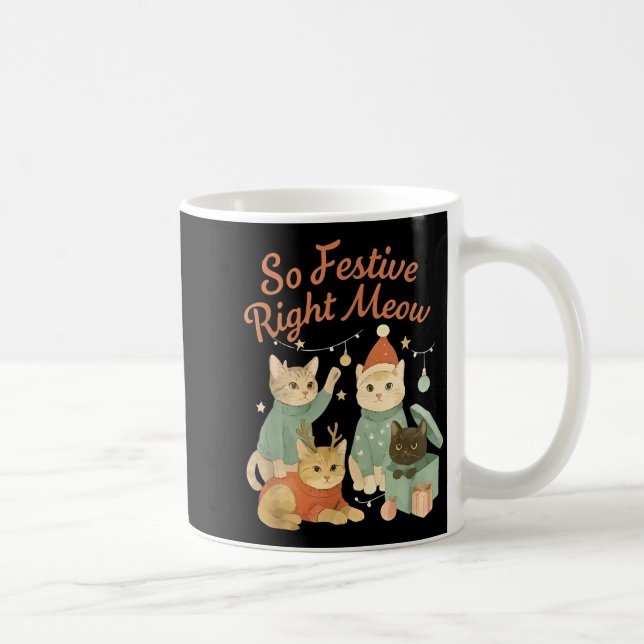 So Festive Right Meow Funny Christmas Santa Cat  Kaffeetasse (Rechts)