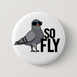 So Fly Funny Cool Taube Puff Button
