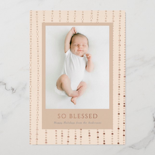 So gesegnet Polka Dotted Folien Feiertagskarte (Vorderseite)