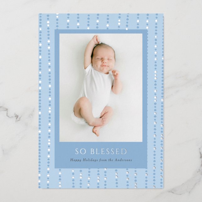 So gesegnet Polka Dotted Folien Feiertagskarte (Vorderseite)