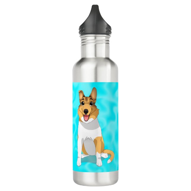 So, glatter, glatter Collie Hund   Edelstahlflasche (Links)