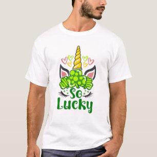 So glücklich St Patrick's Day Unicorn Kinder Mädch T-Shirt