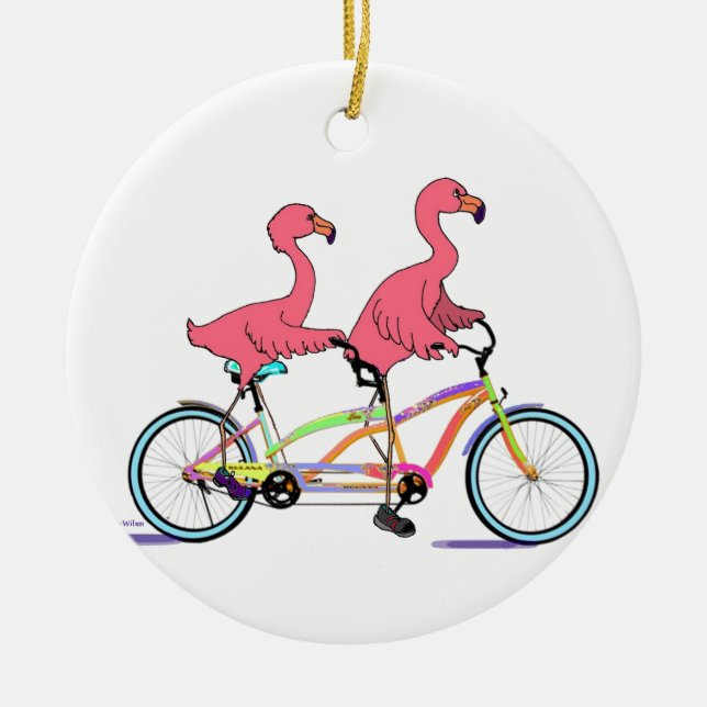 So glückliche zusammen Tandemflamingos Keramikornament (Vorne)