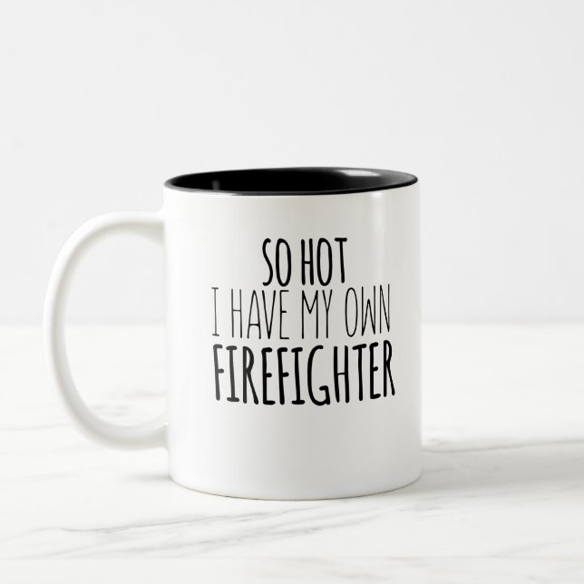 So heiß ich meinen eigenen Feuerwehrmann habe Zweifarbige Tasse (Links)