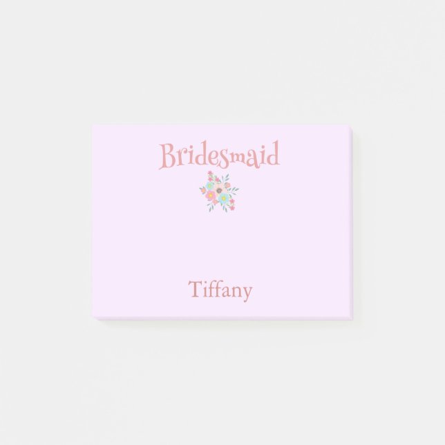 So hübsch Bridesmaid Floral Bouquet Post-it Klebezettel (Vorderseite)