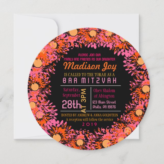 SO HÜBSCH DAISY Bat Mitzvah Einladung (Vorderseite)