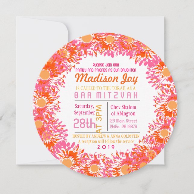 SO HÜBSCHEN TAG Bat Mitzvah Einladung (Vorderseite)