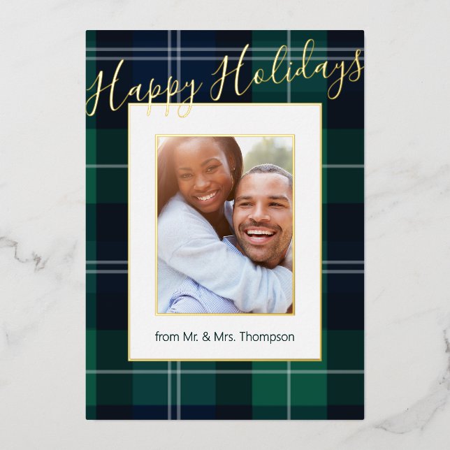 So Kariert Foto Frame Happy Holidays Folien Feiertagskarte (Vorderseite)