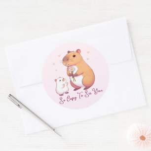 So können Sie Niedlich Capybara sehen Runder Aufkleber