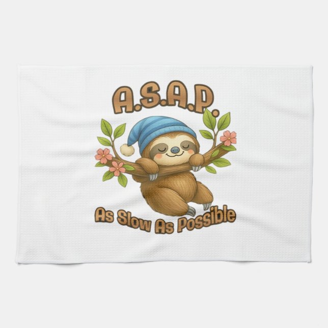 So langsam wie möglich - Niedlicher Sloth ASAP Cla Geschirrtuch (Horizontal)