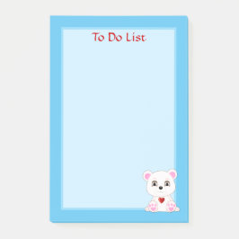 So listen Sie den Polarbär auf hellblau auf Post-it Klebezettel