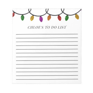 So listen Sie die Zeichenfolge der Lichter Weihnac Notizblock