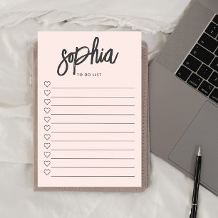 So listen Sie Skriptherzen in Rosa auf Post-it Klebezettel