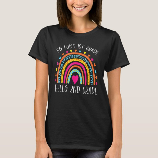 So Long 1. Klasse Hallo 2. Klasse Lehrer Student T-Shirt (Vorderseite)