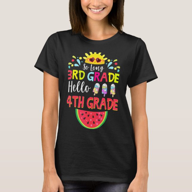 So Long 3. Klasse Hallo 4. Klasse Lehrer Student T-Shirt (Vorderseite)