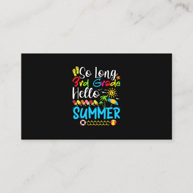 So Long 3rd Grade Hello Summer Last Day Of School. Visitenkarte (Vorderseite)
