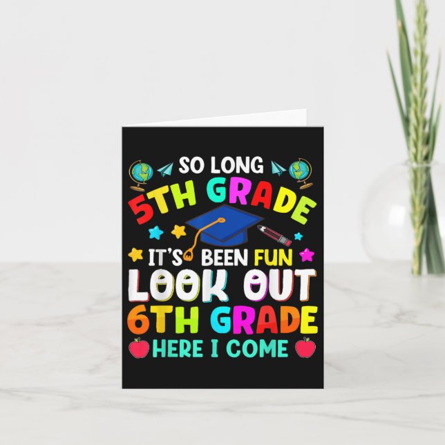 So Long 5. Grade Abschluss Graduate Lehrer Kinder Karte (Vorderseite)